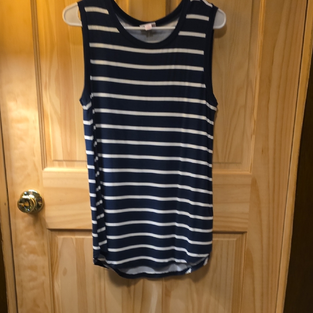 LuLaRoe Navy and White Striped Top